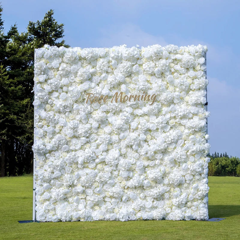 Customized 5d Flower Wall Backdrop Baby pink Flower Wall Panel Roll up Artificial Flower Wall for Wedding Decorations
