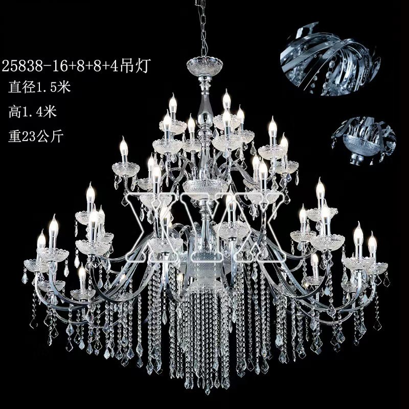 European Style Crystal Wedding Chandelier Electroplated Iron Beaded Acrylic Pendant Light for Wedding Hall & Hotel Decoration