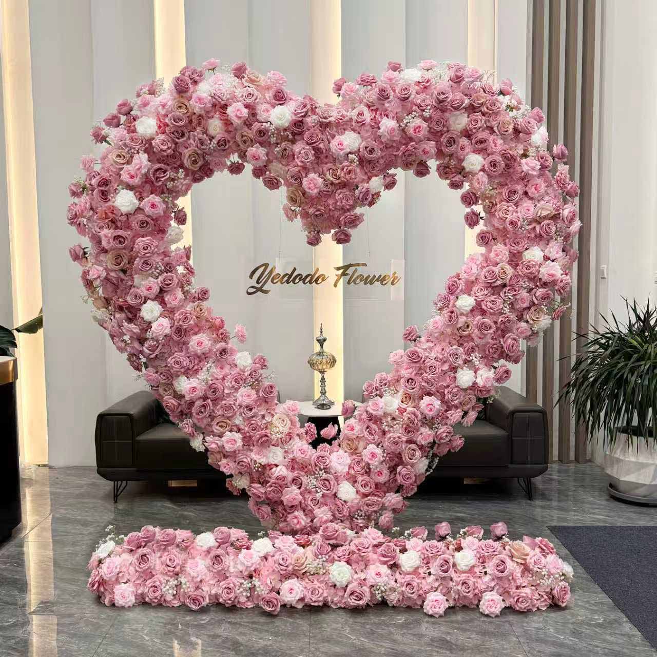 Heart-Shaped Floral Wedding Backdrop with Stand – Handmade Floral Arrangement for Proposal, Wedding Stage, and Celebration Events