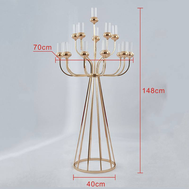 13/16 Arms Gold Metal Candlestick for Table Centerpiece Candelabra Candle Stand Wedding Decoration