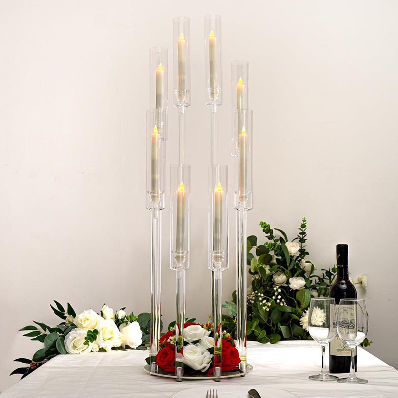 Wholesale 8 Heads Clear Acrylic Step Candelabra Wedding Aisle Road Lead Hotel Party Table Centerpiece Decor