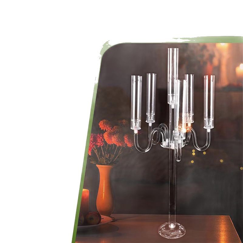 Modern Clear Acrylic Candelabra Centerpiece for Birthday Party & Banquet