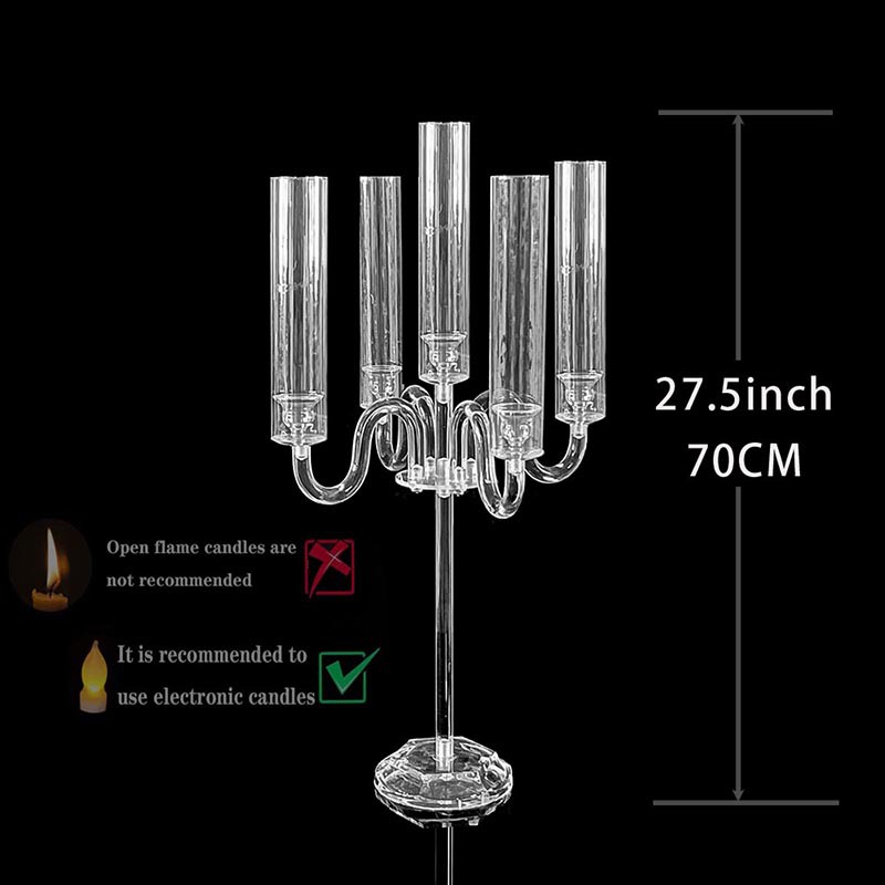 4+1 / 5+1 Clear Acrylic Candelabra in Various Heights for Events