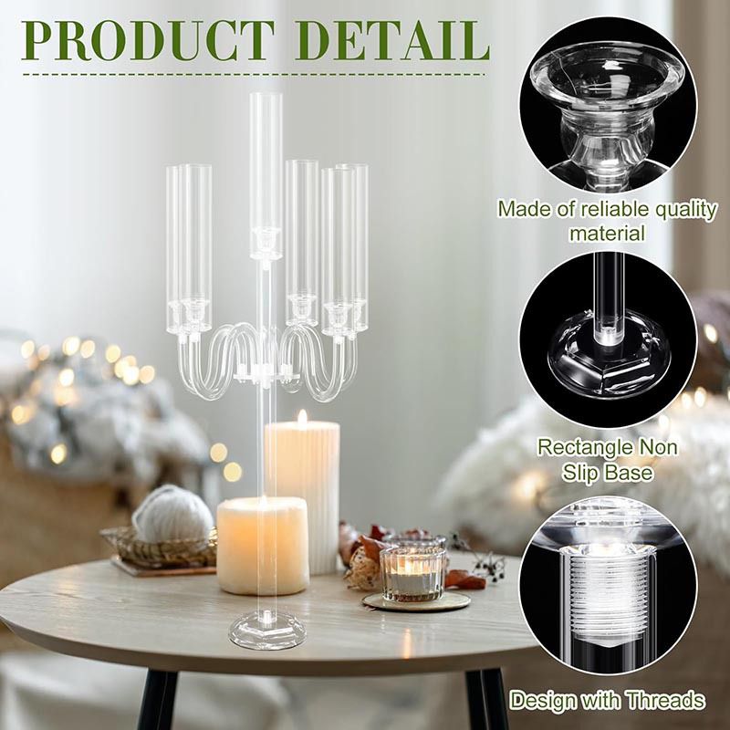 Factory Wholesale Clear Acrylic Multi-Arm Candle Holder | Bulk Modern Centerpieces for Wedding Banquets & Events
