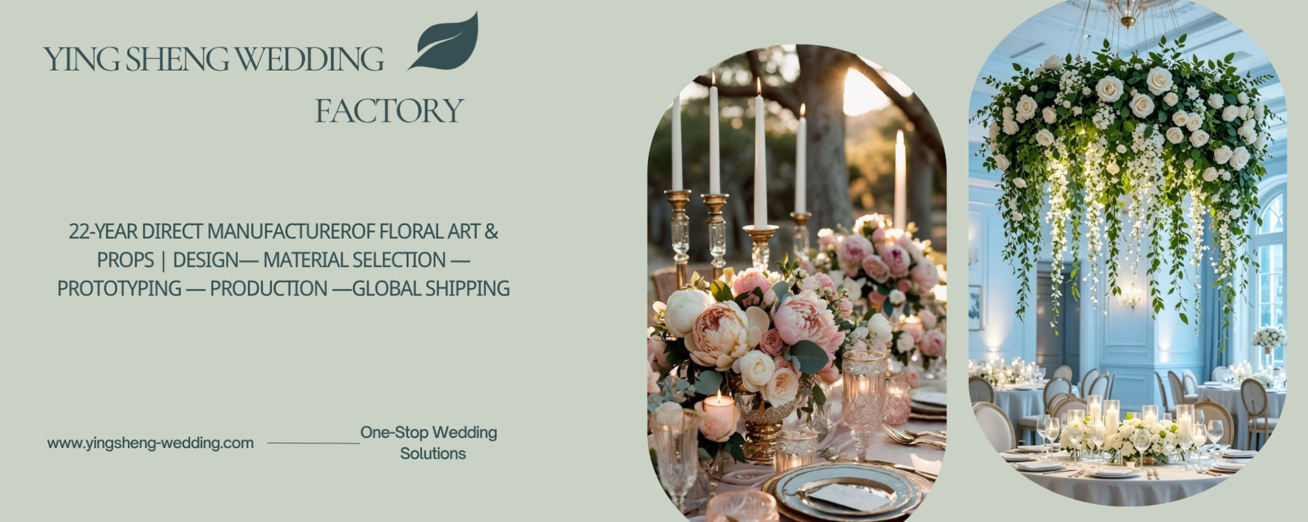 Bespoke wedding floral prototyping, factory-direct production, and worldwide shipping for grand banquet hall props.