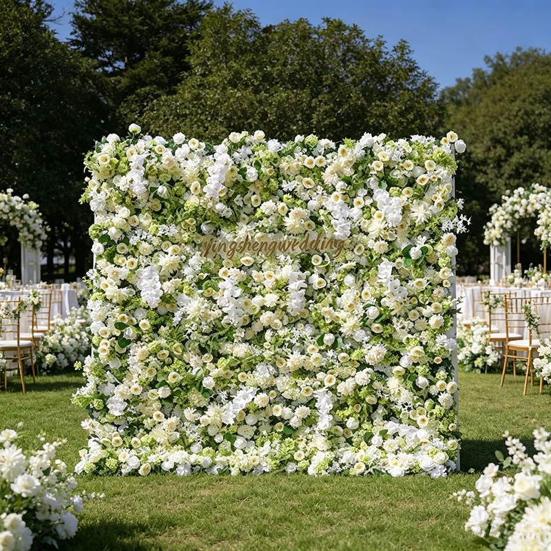 Customized 5d Flower Wall Backdrop Baby pink Flower Wall Panel Roll up Artificial Flower Wall for Wedding Decorations