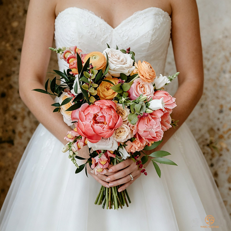 Nicro Wholesale European Peony Bridal Shower Bouquet Silk Flowers Handmade Artificial Wedding Bridesmaid Hand Flower Bouquets
