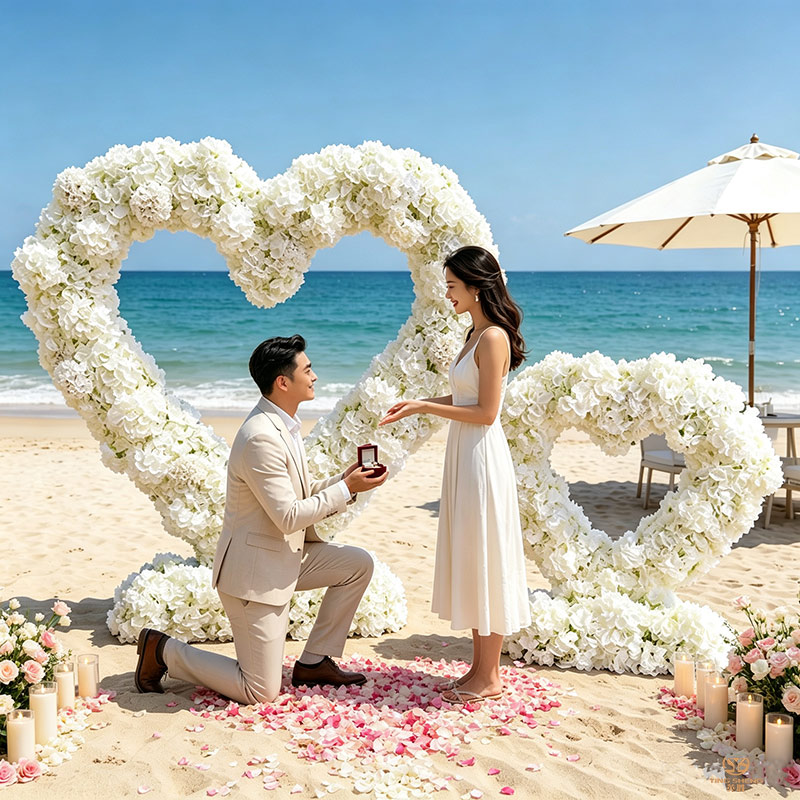 Heart-Shaped Floral Wedding Backdrop with Stand – Handmade Floral Arrangement for Proposal, Wedding Stage, and Celebration Events