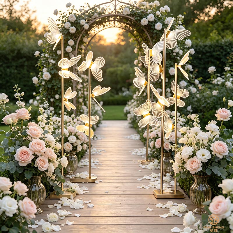 Gold Electroplated Butterfly Aisle Lights for Wedding Welcome Zone & Window Display