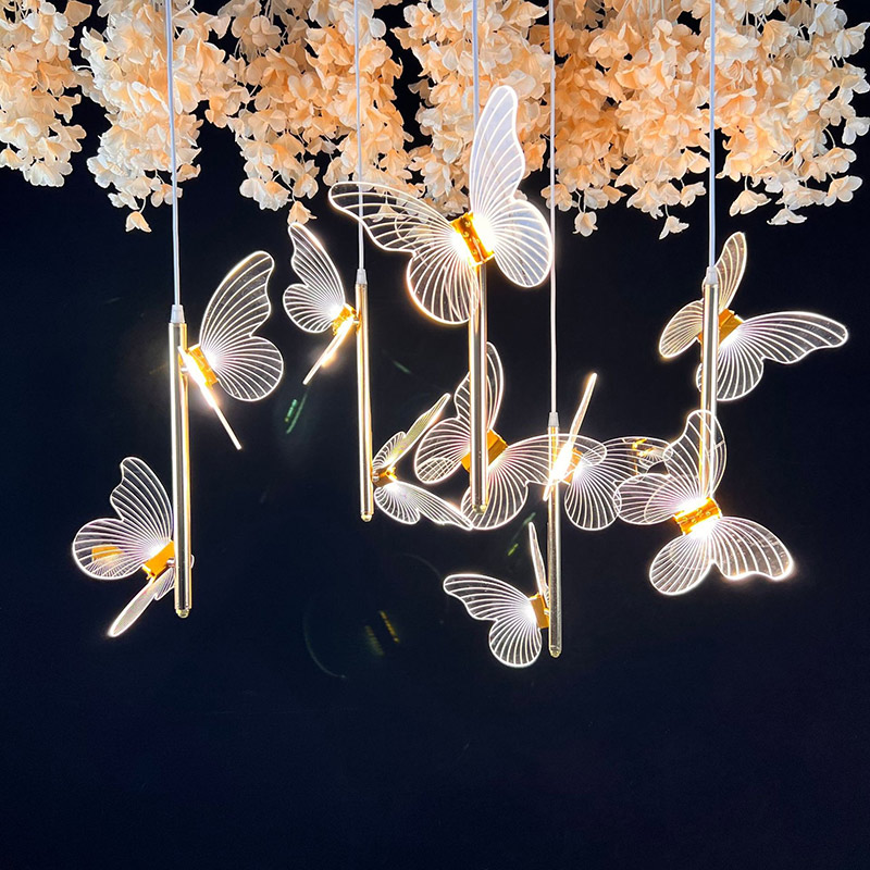 Butterfly Wedding Props Wholesale for Luxury Event Lighting Hanging Butterfly Chandelier for Wedding Ceiling Decor