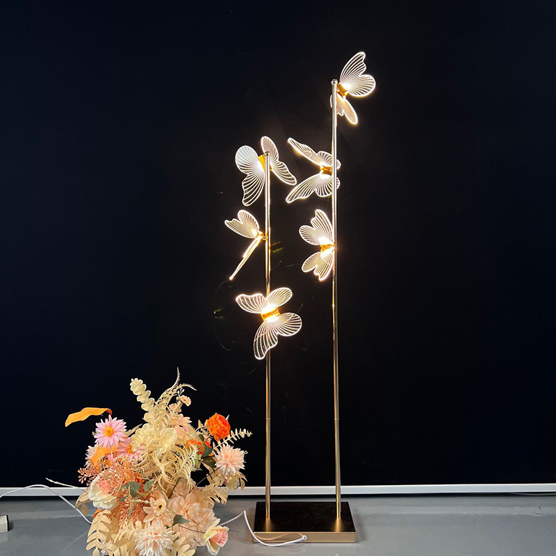 Butterfly Floor Lamp Prop for Wedding Scene Layout 6-Head Butterfly Aisle Lights for Elegant Wedding Venues