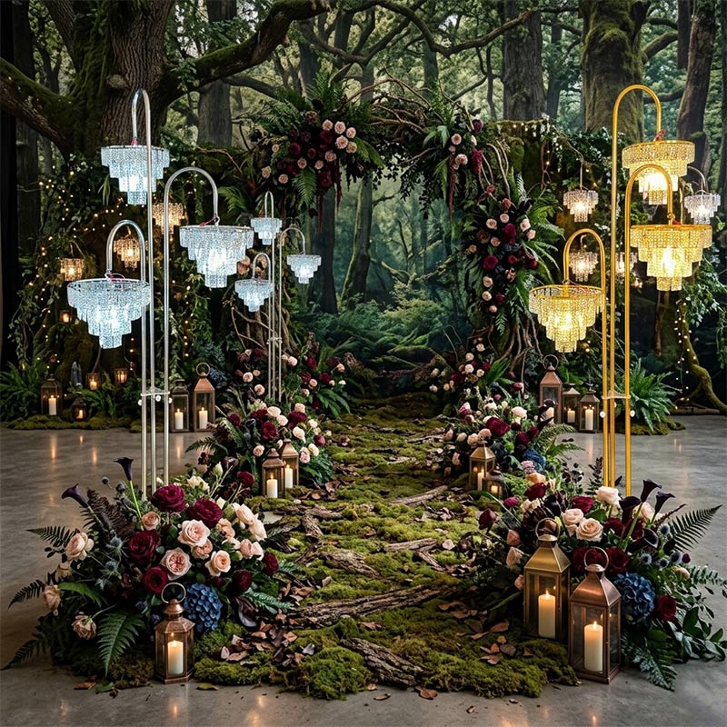 155cm Tall Standing Candelabra Aisle Leads for Wedding Stage Decor Luxury Tall Crystal Chandelier Floor Lamp Wholesale for Wedding Pathway