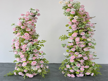 Faux Pink Rose Flower Column | Wedding Ceremony Stand | Yingsheng Wedding Faux Pink Rose Flower Column | Wedding Ceremony Stand | Yingsheng Wedding