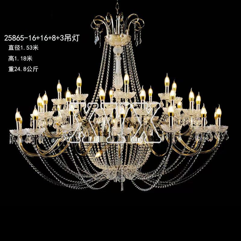 Yingsheng 25859 Silver Crystal Chandelier | Extra Large Wedding Venue Lighting | Wholesale Extra large silver crystal chandelier for wedding ballroom — 43-light, 1.5m diameter, plug-in connection