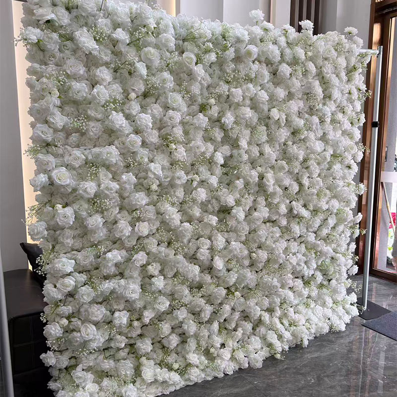 YingshengWedding 8x8 Ft White Flower Wall Backdrop - Wholesale